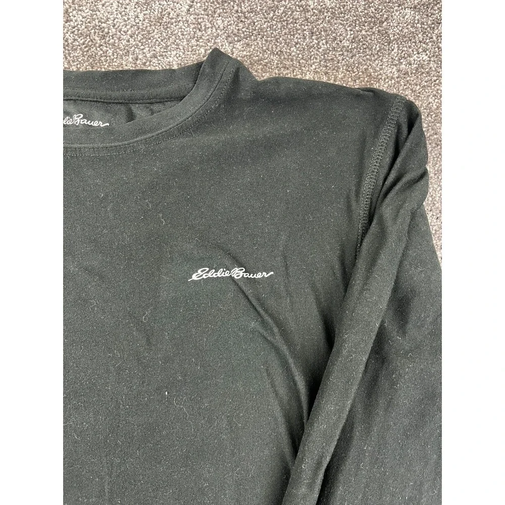 Eddie Bauer Shirt Mens Medium Polyester Long Sleeve Crew Neck Pullover Black‎ - Picture 3 of 6